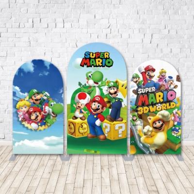 China Events like Birthday Parties SINGLE DISPLAY Customize Cartoon Arch Backdrop Fabric Painting Birthday Backdrop For Birthday Party Events for sale