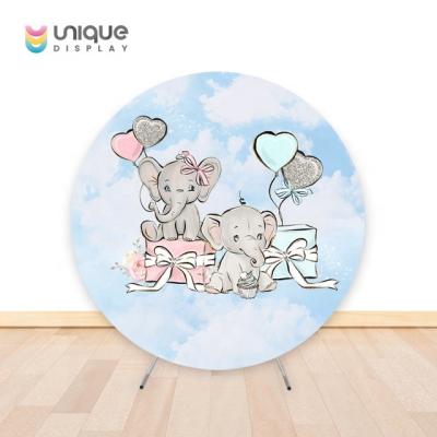 China New Design 2m SINGLE DISPLAY Round Baby Shower Backdrop Foldable Stands Single Sided Blankets Customized For Baby Shower for sale