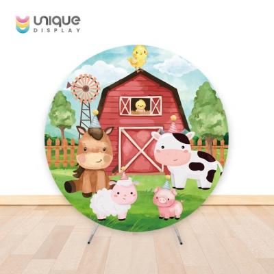 China New Design 2m SINGLE DISPLAY Round Backdrop Stands Foldable Customize Backdrop Covers For Birthday Party for sale