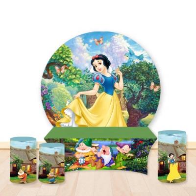 China Unique Wedding Party Event Decoration Display Princess Carriage Kids Party Birthday Event Round Cloth Circle Backdrop Stand for sale