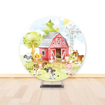 China Wedding Party Event Decoration Unique Display Cute Farm Animal Kids Party Wedding Supplies Decoration Cloth Circle Round Backdrop Stand for sale