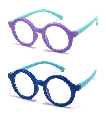 China F8319 Kids Round Around Anti Blue Light Blocking Round Silica Gel Glasses Frame Optical Computer Anti Radiation Glasses for sale