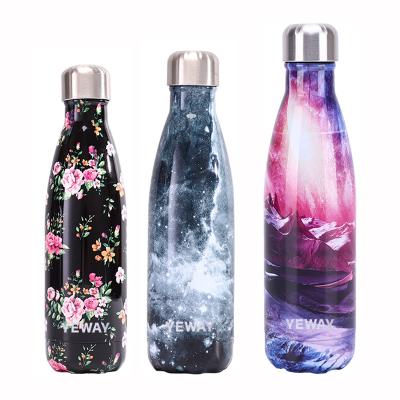 China Yeway500ml Sustainable Cola Shaped Water Bottle Customized Logo Metal Stainless Steel Double Wall Vacuum Insulated Flask With Cleaning Brush for sale