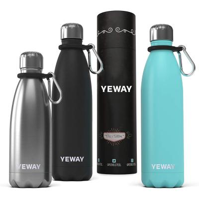 China YEWAY RTS Double Wall Sustainable Thermal Vacuum Flask Insulated Outdoor Sports Drink Cola Shaped 18/8 Stainless Steel Water Bottles for sale