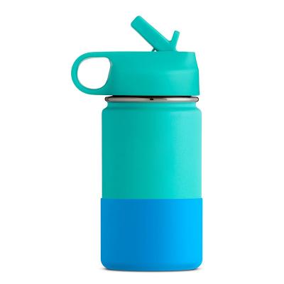 China Viable Kids Bottle Bpa Free With Straw School Milk Cartoon Thermos Water Bottle For Kids Stainless Steel Baby Water Bottle With Strap for sale