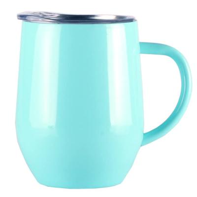 China Durable Double Wall 304 Stainless Steel Tumblers Vacuum Insulated Coffee Mug Wine Tumbler Cups With Handle for sale