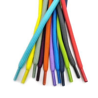 China Custom 5mm Polyester Laces Round Multicolor Plastic Laces Tips Yeezy Laces for sale