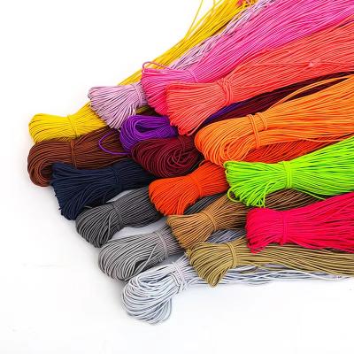 China Viable Colorful Round Polyester Elastic Rope 1mm 1.5mm 2mm 3mm Braided Elastic Ropes Webbing Band for sale