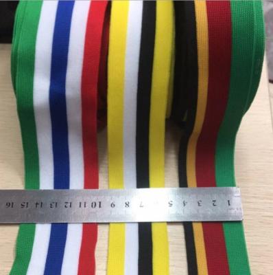 China High tenacity ribbed single knitting jacquard vertical intercolor knitting belt multi-dyed webbing knitting manufacturers for sale