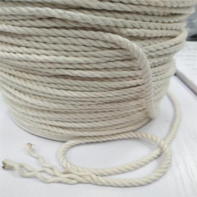 China 5 Mm Beige Eco-Friendly 3 Strand Eco-Friendly Cotton Twisted Rope Cotton Rope for sale