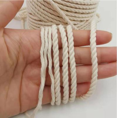 China Wall Hanging Decorative Handmade Braided Natural White Rope 100% Cotton Macrame Twisted Cord Rope 100% Cotton Viable for sale