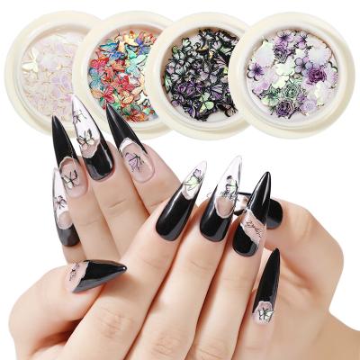 China Nail Beauty 6Colors Available Charm Butterfly Holographic Wool Slices For 3d Nail Decorations for sale