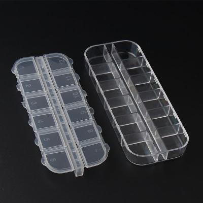 China Easy Plastic Clear Empty Nail Art Tools 12Grids Box Nail Storage Rhinestone Container for sale