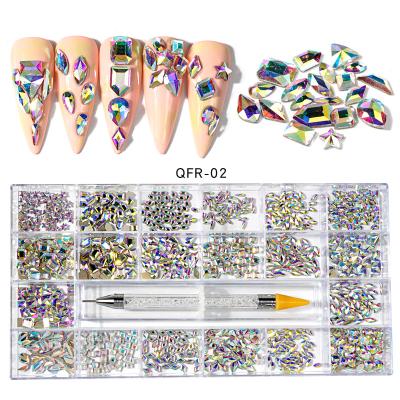 China 3d nails decoration 2021 new ab Crystal Nail Art Double Head Dotting Nail Art Pen Kit Flat Nail Rhinestones Crystals for sale