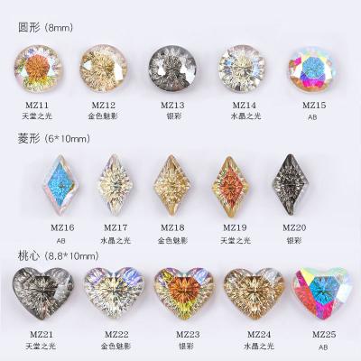 China Nail Art Rhinestones Luxury Crystal Nail Art Shiny 3D Relief Round Heart Nail Art Diamonds Charm Nail Jewelry UV Gel Manicure Accessories for sale