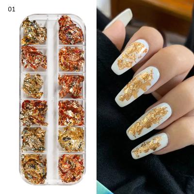 China Colorful Nail Art Foil 3D Nail Decoration Gold Foil Pieces Kit for sale