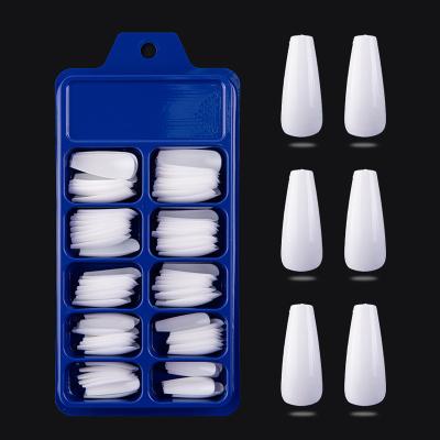 China 100pcs/box Full Cover French Natural Coffin Nail Tips Long Transparent Artificial Fake Nail Tips 2021 New for sale