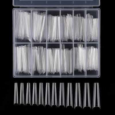 China Easy Apply Nail Tips 240pcs/box 2021 New ABS White Half Nail Tips / Clear Straight Cover Tips Extra Long XXL C Curve Nail Tips for sale