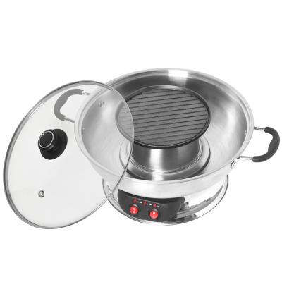 China Household Green Color Hot Selling High Quality Multifunctional Electric Grill With Hotpot for sale