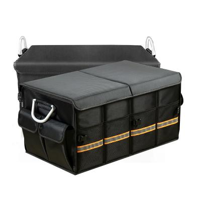 China Luxury Portable Foldable Trunk Organizer Car Auto Interior Lashing Storage Container Bags Backseat Car Storage Box for sale