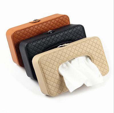 China Luxury New Design PU Clip Car Tissue Box High Quality Leather Holder for sale