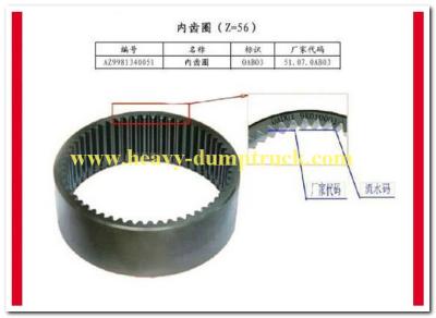 Cina Numero del pezzo AZ9981340051 del pezzo di ricambio della corona a dentatura interna HOWO con la garanzia in vendita