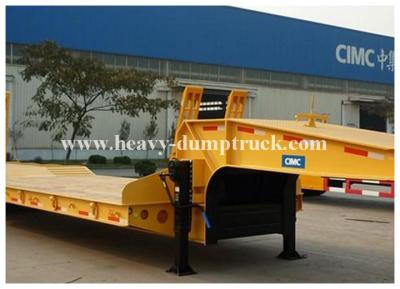 China Economic 2 axles 40 tons semi Low Bed Trailer with heavdy duty steel spring ramps for sale