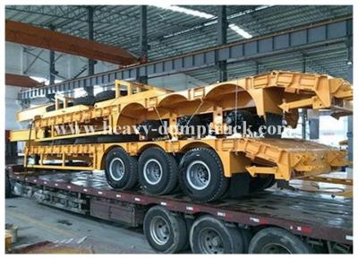 China Hydraulic low bed semi trailer 3 axles 60 tons for machine transport with bogie suspension for sale