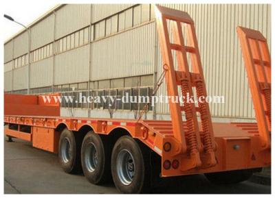 China 3 axles low bed truck trailers / extendable hydraulic low bed trailer in red color with warranty for sale