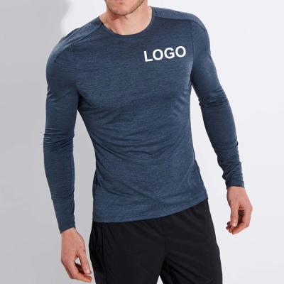 China QUICK DRY Custom Size Label Doesn't Customize Gym Branded Cotton Spandex Mens Running T-Shirt Long Sleeve for sale