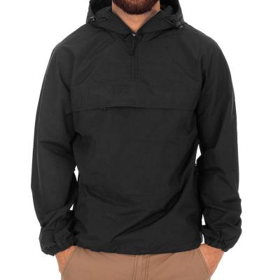 China OEM Logo Print Screen Printing Pullover Hoodie Anorak Nylon Jacket Mens Plain Jackets Black Custom Viable Half Zipper Print for sale