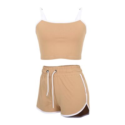 China Anti Pilling Female Lounge Wear Bodycon Camisole Activewear Women Yoga Shorts And Cropped Tank Top Two Piece Set for sale