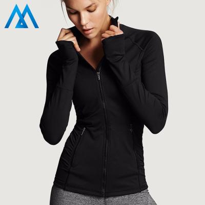 China Custom Made Fashion Good Quality Anti-UV And Active Black Cheap Women Yoga Jacket for sale