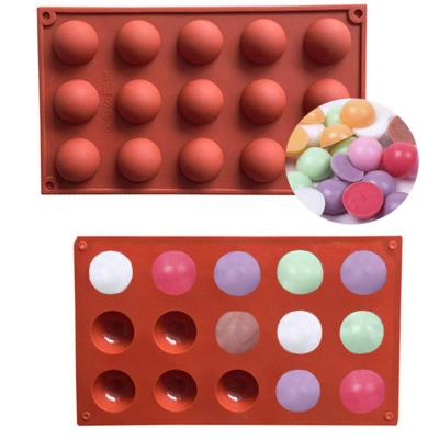 China Stocked 100% BPA Free Silicone Cake Mold 6 15 Shaped Round Ball Chocolate Bar Mold DIY Mold for sale