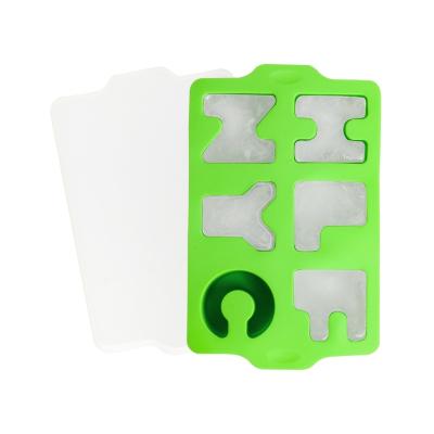 China Sustainable Letter Shape Maker Wholesale Custom Reusable Silicone Ice Cube Mold With Lid for sale