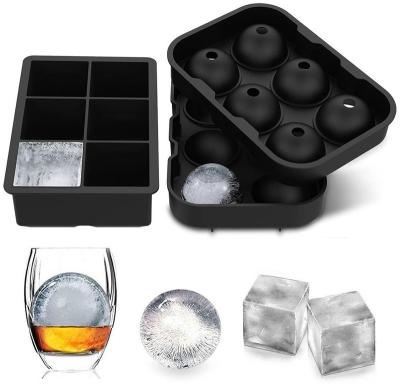 China Amazon Best 2021 Sustainable Selling Custom Shape 1 Set 6 Cubes & 6 Spheres Custom Silicone Ice Cube Tray Mold for sale