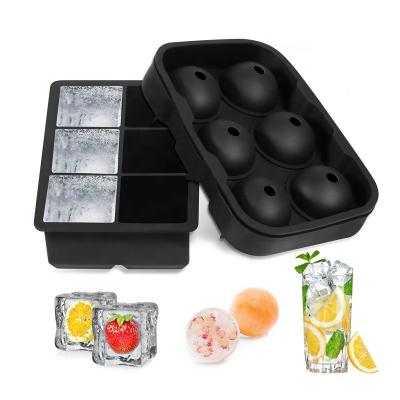 China Viable Reusable Flexible Free Easy Release Cocktails Large Silicone Whiskey Ball Ice Sphere Mold Round Ice Trays for sale