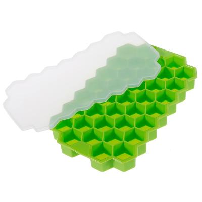 China Factory viable supply high quality 37 cavity honeycomb design hexagon ice cube tray with bpa free silicone lid for sale