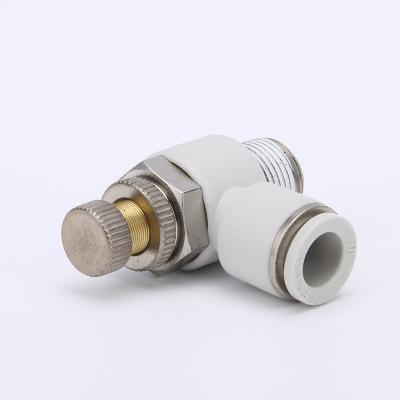 China HongTo SL air control bottom pneumatic speed control one series flow contact, air throttle push to connect valve nipple brass fittings for sale