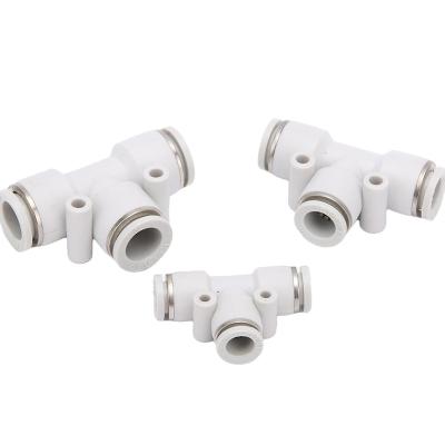 China High Quality HongTo Hotels Series 3 Way Air Hoses Union Tee Connector Pneumatic Fitting Plastic PE Air Duct Fitting for sale