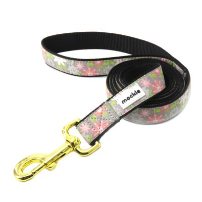 China New Personalized Pet Mockle Nylon Polyester Leash Collar Personalized Rose Gold Pattern Printed Dog Collar for sale