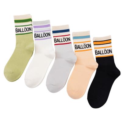 China Anti-Fault Anti-Fault Jacquard Knitted Street Fashion Sports Letter Socks Women for sale