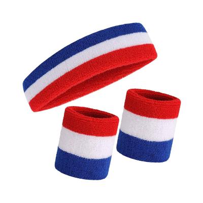 China Universal Custom Headbands Sports Sweatband Embroidery Cotton No Reuse Min Order Rainbow Terry Sweat Wrist Band Headbands for sale