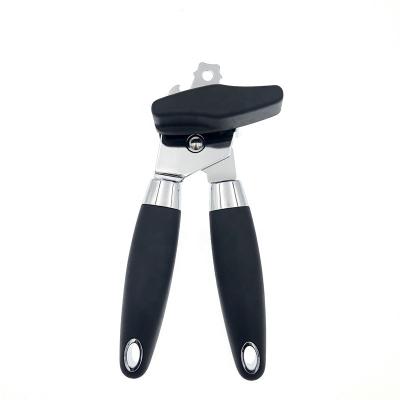 China Stainless Steel Viable Sharp Blade Manual Can Opener, Non-slip Black Handle Manual Tin Opener for sale