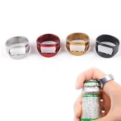 China Stocked 5 Colors 22mm One Hand MiniBottle Opener Stainless Steel Finger Ring Bottle Beer Cap Opener for sale