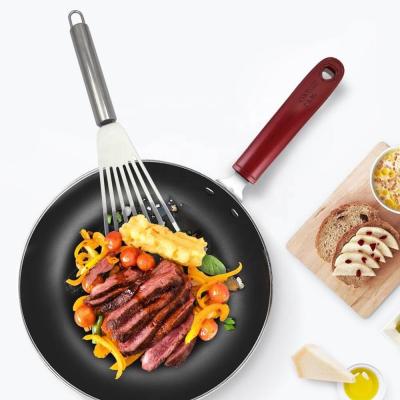 China Viable Universal Heat Resistant Nonstick Thin Steak Spatula Stainless Steel Thin Fish Frying Notched Turner for sale