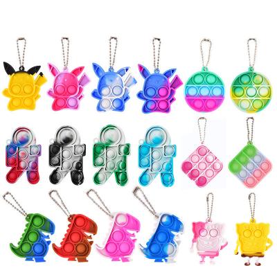 China Silicone Mini Stress Reliever Push Bubble Sensory Bouncing Person Toys 2022 New Design Jumping Toy Silicone Key Chains for sale