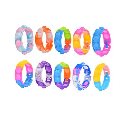 China Popular Silicone Wristband Push Bubble Toy Sensory Fidget Stress Relief Toy Wristband For Kids Relaxation Silicone Sensory Toy for sale