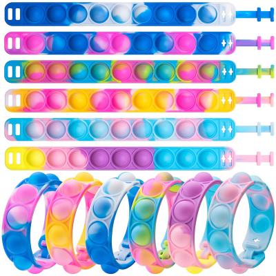 China Popular Push Bubble Toy Sensory Fidget Stress Reliever Silicone Wristband Peep Cheering Person Toy Wristband Silicone Wristband Push For Kids for sale