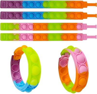 China Popular Silicone Wristband Adult Children Wearable Relaxing Silicone Push Bubble Sensory Bubbles Play Wristband Pushing Restless Person Wristband Toy for sale